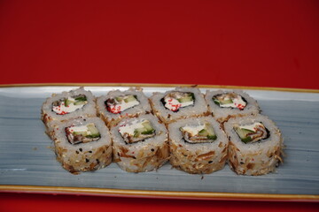 sushi, rolls, Japanese food, fish, rice