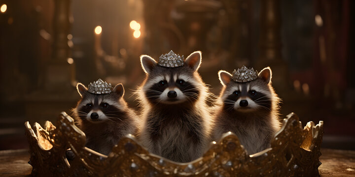 "Royal Raccoon Regent: Crowned Masked Majesty" | Background Design | Generative AI Artwork
