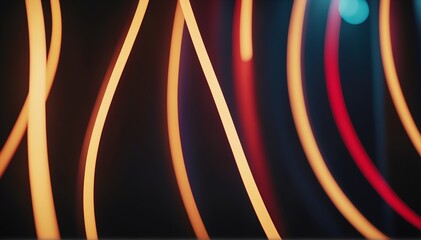 Abstract colorful glowing lines background, light effects, light painting, curvy traces of light