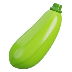 Cartoon fresh zucchini vegetable isolated on white. 3d render illustration.