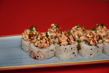 sushi, rolls, Japanese food, fish, rice