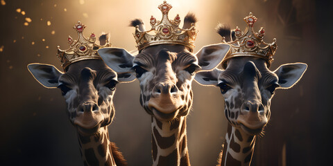 "Tall and Crowned: Giraffe Royalty" | Background Design | AI Generated Artwork