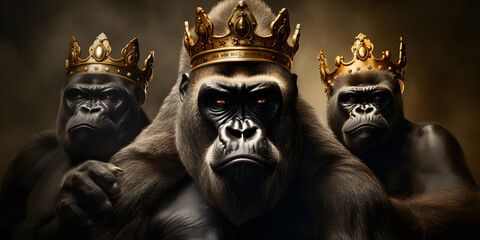 "Kingly Strength: Gorilla with Crown" | Background Design | Generative AI Artwork