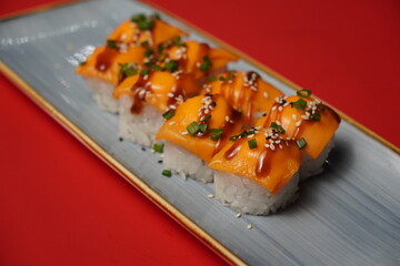 sushi, rolls, Japanese food, fish, rice