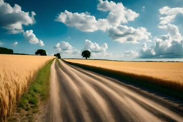 Fototapeta na wymiar Beautiful idyllic landscape in countryside banner format with a wide field