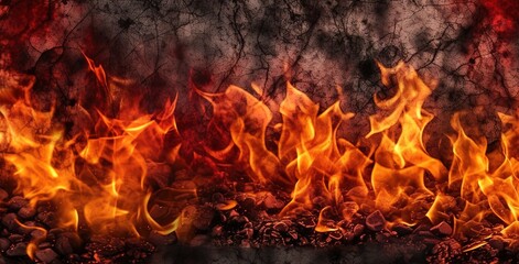 burning red fire on dark background. generative AI
