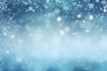 Schnee, Eiskristall, Schneefall zu Weihnachten im Winter vor blauem Hintergrund