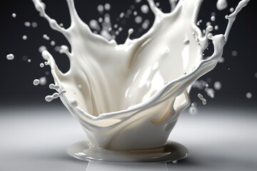 milk splash isolated on black background. generative AI
