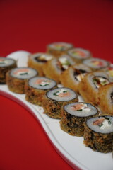 sushi, rolls, Japanese food, fish, rice