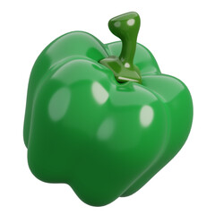 Cartoon fresh green bell pepper vegetable isolated on white. 3d render illustration.