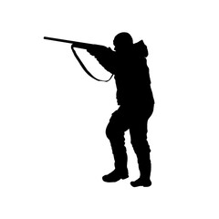 Silhouette of a hunter, hunting - vector illustration