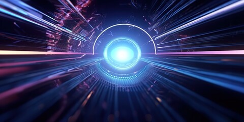 technology background with illustration of high speed light shaped abstract motion blur. Generative AI