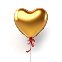 Gold colored balloons with a heart shape are charming and elegant. Generative AI