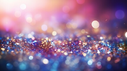 Shining abstract particles and light bokeh background.