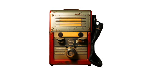 Vintage Vibes The Red Radio and Microphone Cutout on transparent PNG , AI Generated  