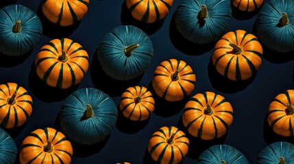 Pattern with pumpkins. Dark colors. Halloween concept.