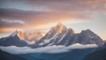 Fototapeta na wymiar Majestic Mountain Peaks at Sunrise