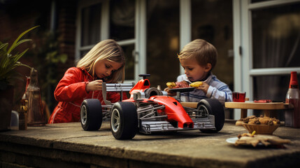 background, car, grunge, design, retro, child, person, girl, house, sport, vintage, summer, kid, technology, formula, auto, play, toy, fun, concept, race, speed, one, fast, leisure, wooden, children,  - obrazy, fototapety, plakaty