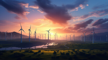 Obraz premium Image of a windmills standing in a picturesque grassy landscape