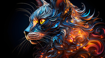 neon light design face of cat