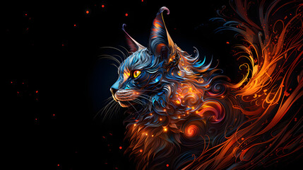 neon light design face of cat