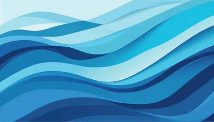 Wavy strips of layered blue paper. Abstract generic background.