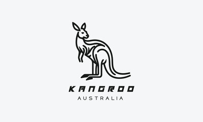 kangaroo vector logo icon minimalistic line art