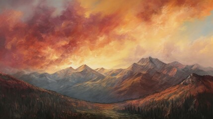 Raw emotional painting impasto style mountain beautiful moment Ai generated art