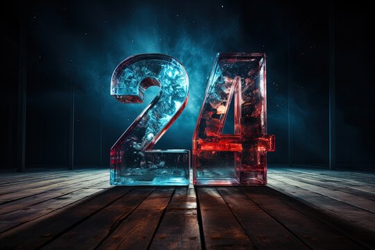 New year Banner. 3d numbers on black background. Happy New Year. Generative AI
