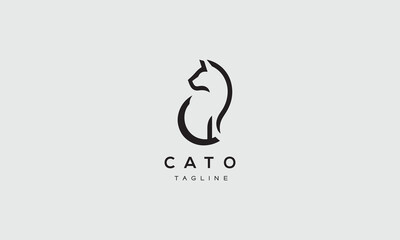 Cat vector logo icon design in minimalistic style