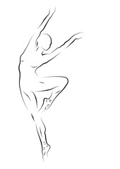 beautiful line drawing of a ballerina dancing ,transparent , contemporary dance .