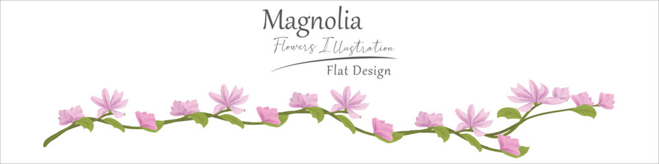 magnolia flower illustration. flat design.