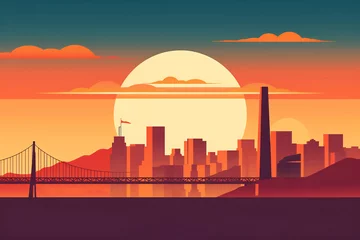 Poster San Francisco urban landscape. Pattern with houses. Illustration. © Canvas Alchemy