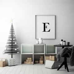 modern living room with christmas decorations