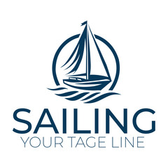 design of a sailing logo, a sailboat logo, and vector icons - obrazy, fototapety, plakaty