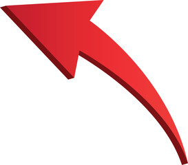 3D gradient shiney red arrow symbol. Arrow in shiney 3d arrow icons for app, web digital illustration design. Vector illustration