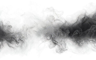 Black Puffs Exploring Black Smoke Patterns on a Clear Surface or PNG Transparent Background.
