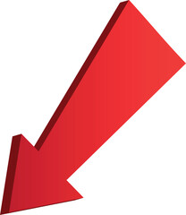 3D gradient shiney red arrow symbol. Arrow in shiney 3d arrow icons for app, web digital illustration design. Vector illustration