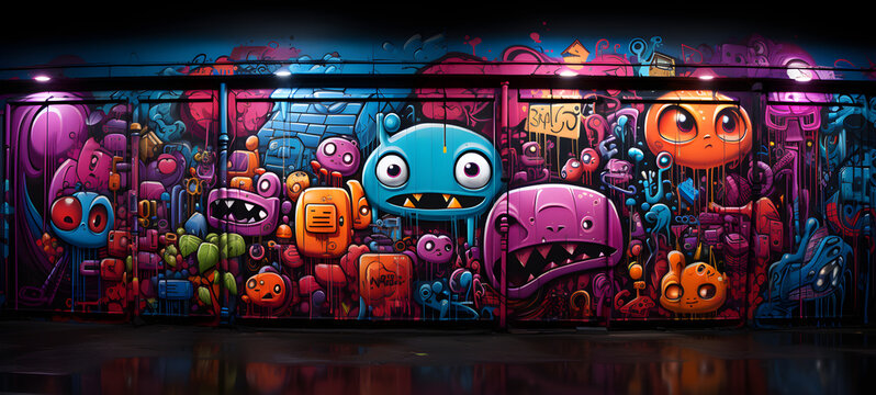 Sci Fy neon glowing lines in a dark tunnel. Reflections on the floor and ceiling. Empty background in the center. 3d rendering image. Abstract glowing lines. Technology  futuristic background