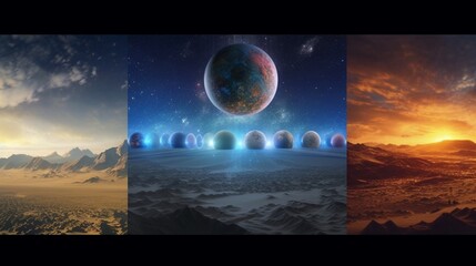 Elements connecting earth to the stars surrealism.Generative AI