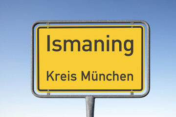 Ortstafel, Gemeinde Ismaning, Kreis München, (Symbolbild)