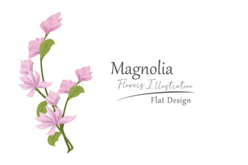 magnolia flower illustration. flat design.