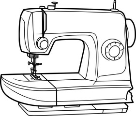 outline illustration of sewing machine for coloring page