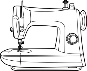 outline illustration of sewing machine for coloring page