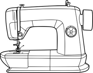 outline illustration of sewing machine for coloring page