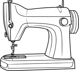 outline illustration of sewing machine for coloring page