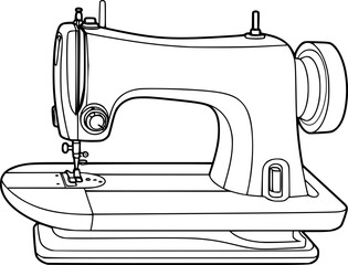 outline illustration of sewing machine for coloring page
