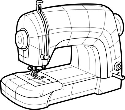 recommend clip art: outline illustration of sewing machine for coloring page