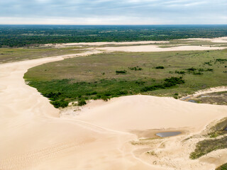 Aerial view of the sand dunes at the landscape protection area 