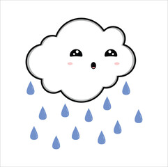 Cute kawaii cloud for decorating, suitable for sticker, t-shirt, mug, etc. vector formats. Eps 10

